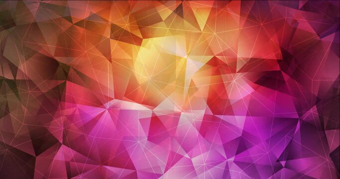 4K looping dark pink, yellow video with polygonal materials. Shining colorful animation in simple style. Clip for live wallpapers. 4096 x 2160, 30 fps. Codec Photo JPEG.