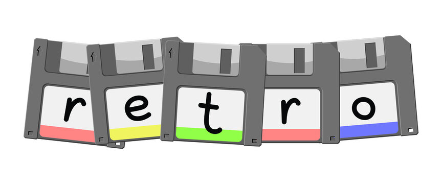 floppy disk retro, old technology, vector illustration 