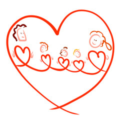 loving family in a big reliable heart