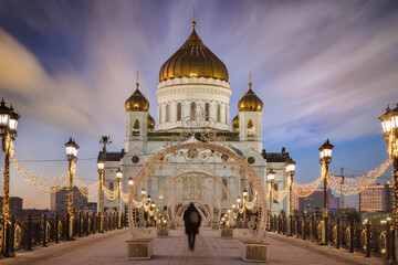 Fototapeta na wymiar Cathedral of Christ the Saviour in the evening