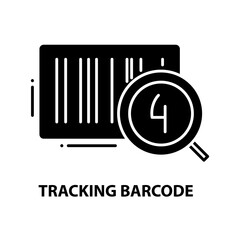 tracking barcode icon, black vector sign with editable strokes, concept illustration