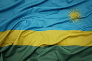 waving colorful national flag of rwanda.