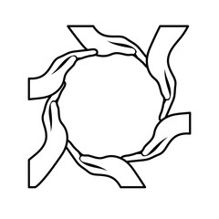interracial hands around line style icon