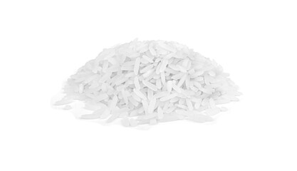 white rice, natural long rice on white background.