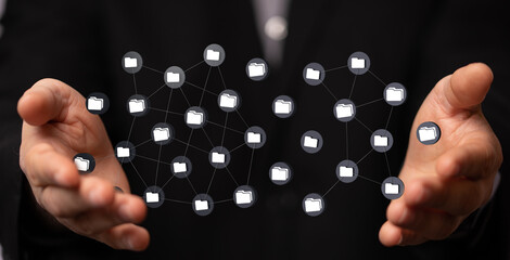 Cloud technology. Integrated digital web concept background