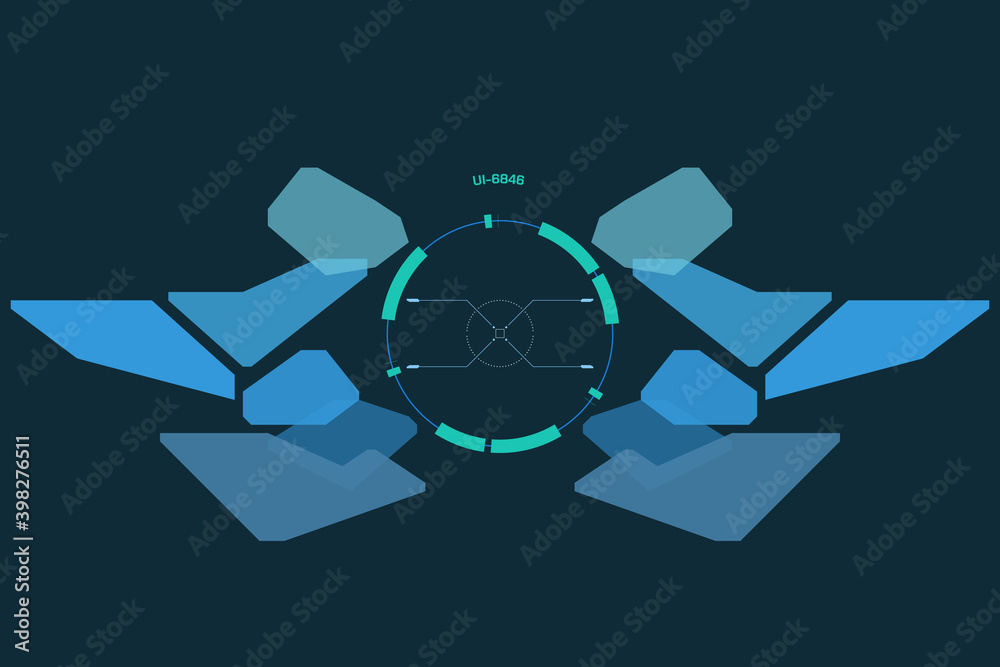 Fototapete hud futuristic digital element interface screen sci fi technology template design vector.