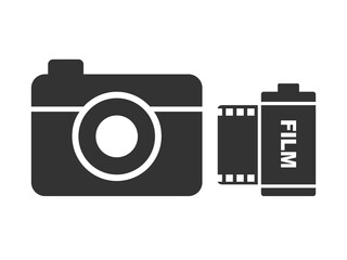 カメラと写真フィルムのアイコンイラスト