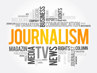 Journalism word cloud collage, social concept background