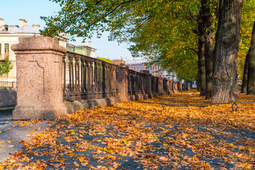 Saint Petersburg, Griboyedov canal embankment in autumn . St. Nicholas square .