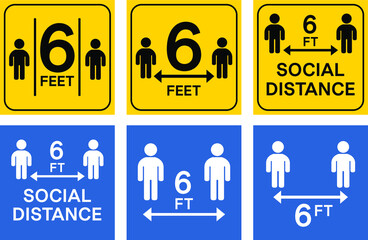 Social distancing Keep your distance 6 feet icon. 