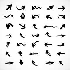 Vector set of hand-drawn arrows, elements for presentation