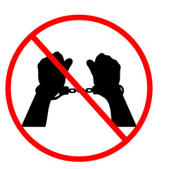 Silhouettes hands in handcuffs stop illegal arrests