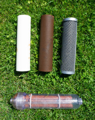 Water filtration reverse osmosis system, sed dirty replaceable filter cartridges