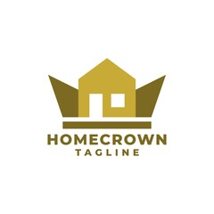 home and crown logo good for real estate company. simple house shape illustration.