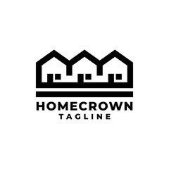 home and crown logo good for real estate company. simple house shape illustration.