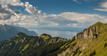 Le Leman also known as Geneva Lake view from the Berneuse mountain, Switzerland