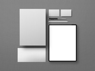 Stationery A4 Business Card Tablet Pro DL Envelope Mockup