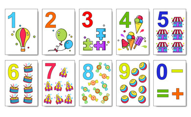 Mathematics cards for children play. Kids play cards