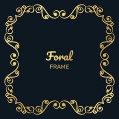 Ornamental golden decorative floral frame background . - Vector.