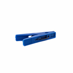 Blue plastic clothespin isolated on a white background