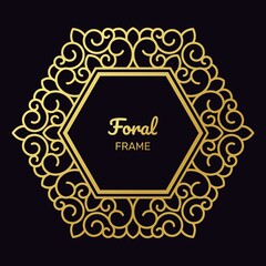 Beautiful golden hexagon frame. - Vector.
