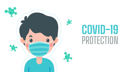 A man wearing a mask to protect against virus The concept of a mask is a shield against viruses.