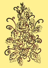 Luxury floral background pattern, graphic  design, flowers with leaves,  illustration, elegant decoration, classic art for wallpaper, invitation, celebration,  happy birthday 