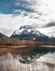 Mountain peak reflected in lake san carlos de bariloche