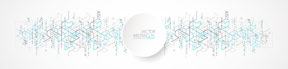 Vector illustration. Digital binary technology and engineering background.