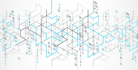 Vector illustration. Digital binary technology and engineering background.