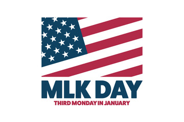 Martin Luther King Jr. Day. MLK. Third Monday in January. Holiday concept. Template for background, banner, card, poster with text inscription. Vector EPS10 illustration.