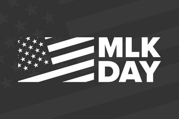 Martin Luther King Jr. Day. MLK. Third Monday in January. Holiday concept. Template for background, banner, card, poster with text inscription. Vector EPS10 illustration.