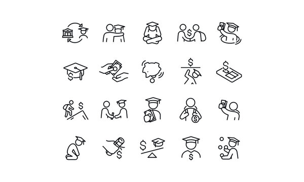 Student Debt Icons Vector Design