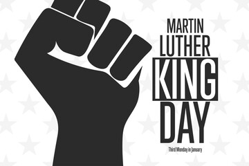 Martin Luther King Jr. Day. MLK. Third Monday in January. Holiday concept. Template for background, banner, card, poster with text inscription. Vector EPS10 illustration.