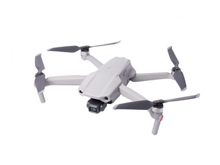 Isolated Image of Consumer Drone with Legs and Rotors Open