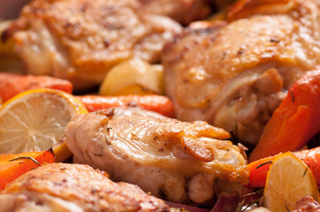 roasted chicken thighs platter
