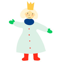 Little princess in Christmas. Winter celebration card. Simple and stylish Scandinavian print.
