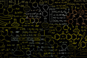 Mathematical scientific vector seamless pattern with geometry plots, formulas and calculations. You can use any color of background
