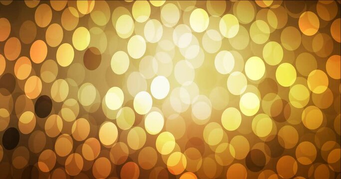 4K looping dark yellow animation with spheres. Shining colorful animation with circle shapes. Clip for mobile apps. 4096 x 2160, 30 fps.