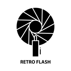 retro flash icon, black vector sign with editable strokes, concept illustration