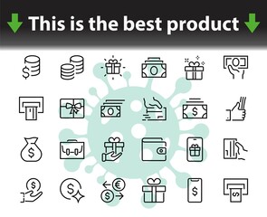 BUSINESS and FINANCE Thin Line Icon Set, contains icons such as Coins, Currency Exchange, Card Payment, Terminal and much more, Editable Line, Vector Illustration