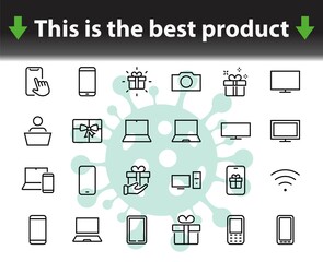 SMART devices and gadgets linear icons set, vector, contains icons computer, camera, laptop, phone, web devices, electronic appliances, and much more. Editable stroke