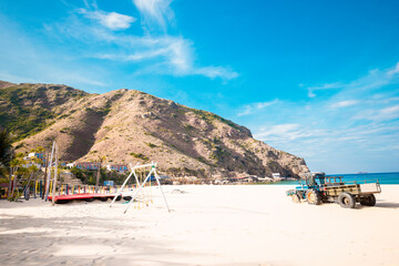 Ky Co Beach, sand on beach and blue summer sky, nature concept at Quy Nhon city , Binh Dinh Province, Viet Nam