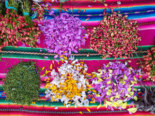 Flower stall on the streets of Potosi in Bolivia