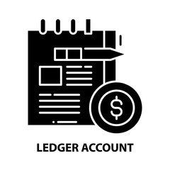 ledger account icon, black vector sign with editable strokes, concept illustration