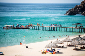 Ky Co Beach, sand on beach and blue summer sky, nature concept at Quy Nhon city , Binh Dinh...