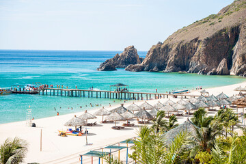 Ky Co Beach, sand on beach and blue summer sky, nature concept at Quy Nhon city , Binh Dinh Province, Viet Nam