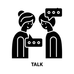 talk icon, black vector sign with editable strokes, concept illustration