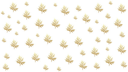 white pattern background with gold leaves