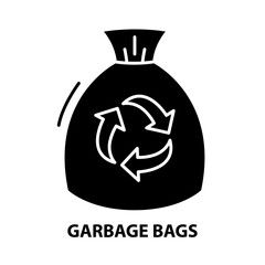 garbage bags symbol icon, black vector sign with editable strokes, concept illustration